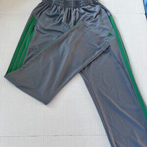 gray and green adidas sweat pants